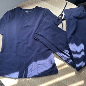 Used navy blue mandala scrub set